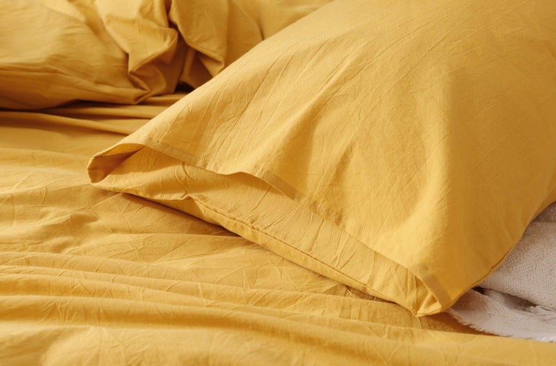 F.Y.Dreams 100% Washed Cotton Duvet Cover for Weighted Blanket 60x80 inches with 8 Ties, Zipper on Long Side/Yellow/Just Duvet Cover - Image 5
